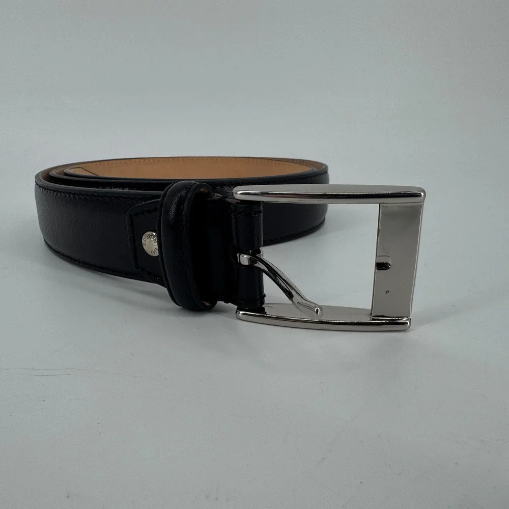 The Bridge Black Genuine Leather Belt Made in Italy Solid Brass Buckle 110-125