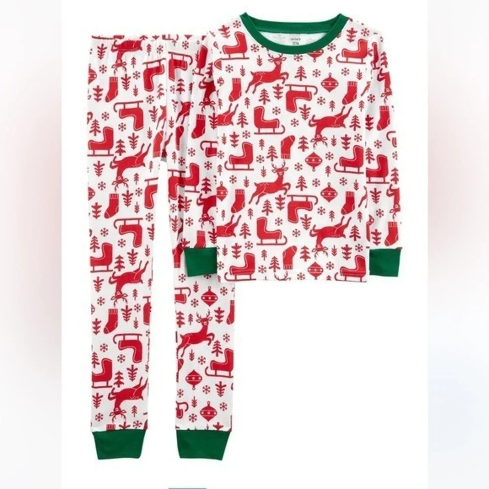 CARTER'S 2-Piece‎ Holiday 100% Snug Fit Cotton PJs Christmas Pajamas Size 14