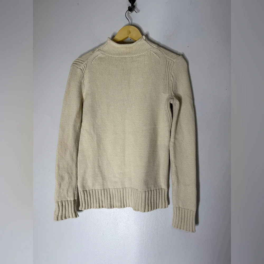 J Crew Always Womens Orsman Chunky Knit Fisherman‎ Sweater Cream Size XXS