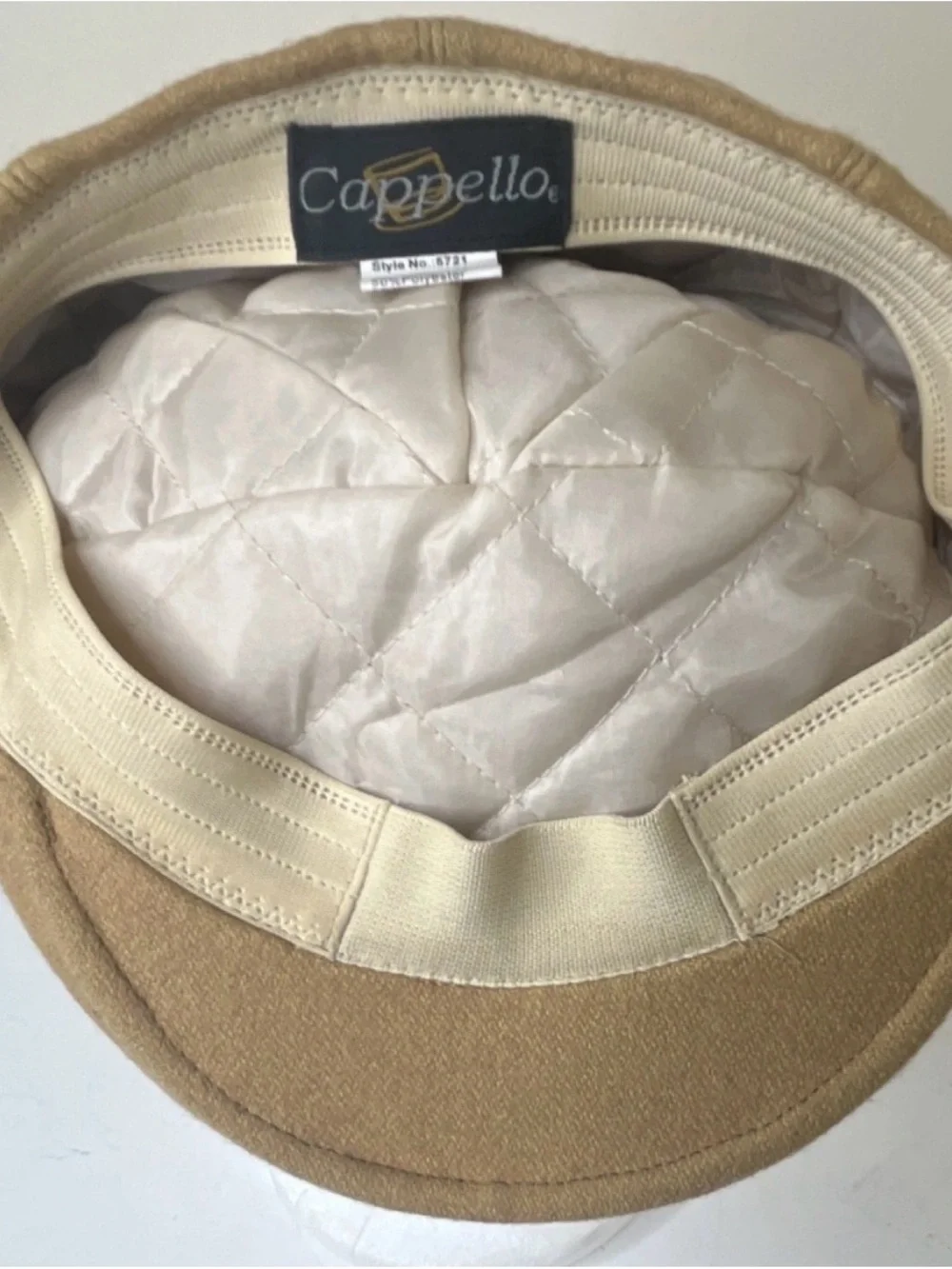 Cappello Men's Tan Wool Flat Cap - Classic Newsboy Ivy Driver Hat NWOT