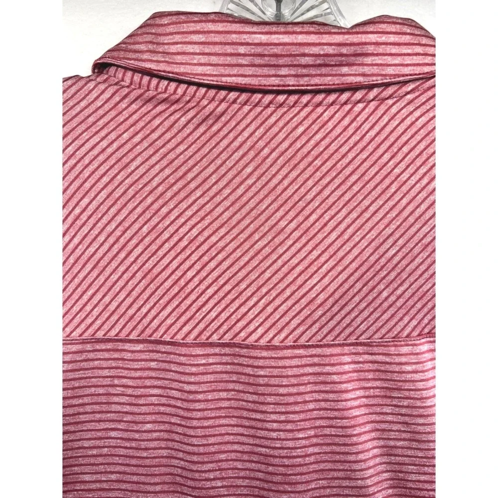 Adidas Golf Mens 2XL Red White Striped Short Sleeve Performance Polo Shirt