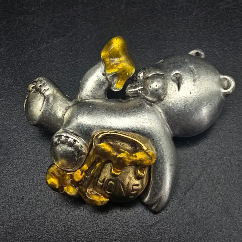 Danecraft Silver Tone Honey Bear Brooch Honey Lover Bee Keeper Jewelry