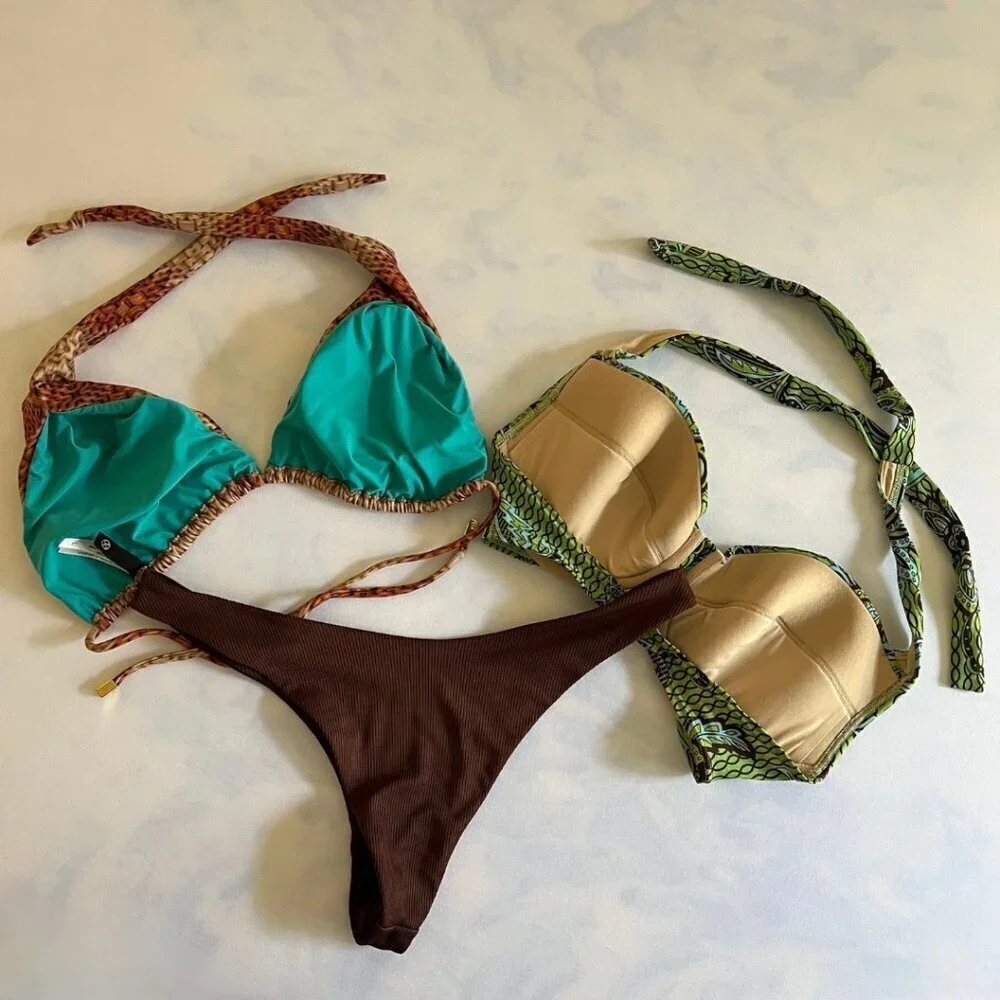 Mismatched Swimsuit 2 Tops, 1 Bottom Very Cheeky Bikini Size Large