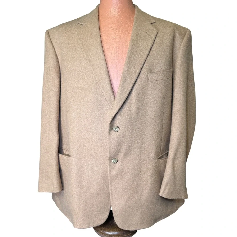 Claiborne Mens 48R Blazer 100% Camel Hair Tan 2-Button Sport Coat Korea