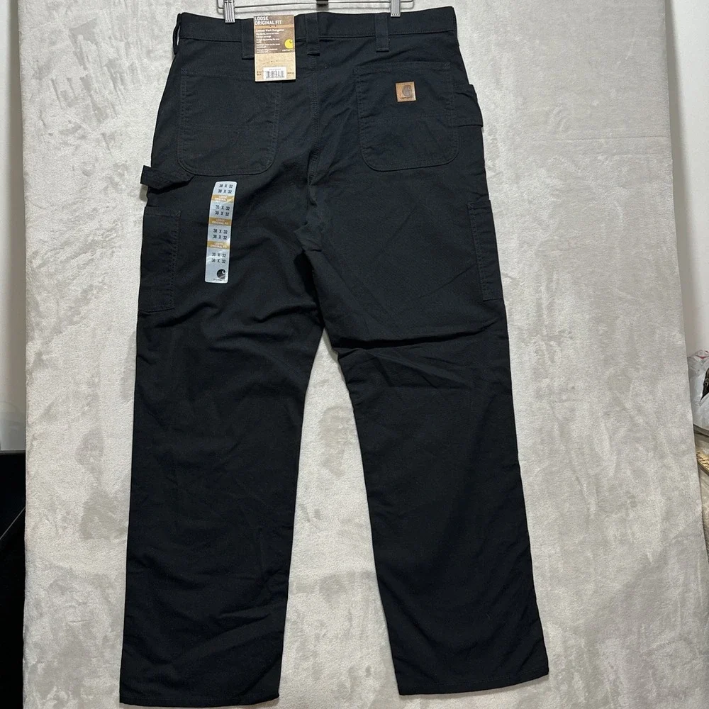Carhartt Pants Mens 38x32 Loose Straight Washed Duck Dungaree Black Original Fit