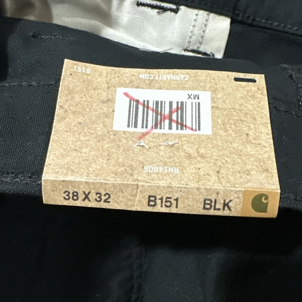 Carhartt Pants Mens 38x32 Loose Straight Washed Duck Dungaree Black Original Fit