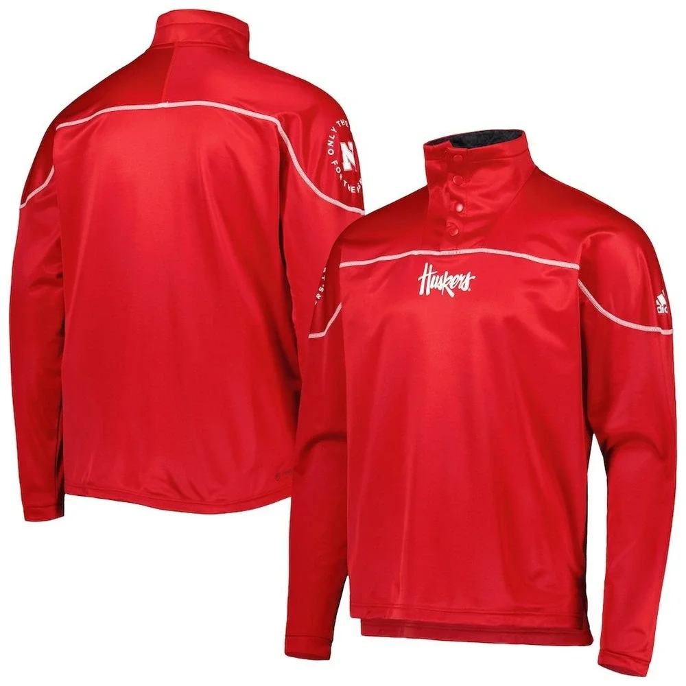 Nebraska Huskers Red Adidas AEROREADY Knit Quarter Snap Jacket Men's Size Large