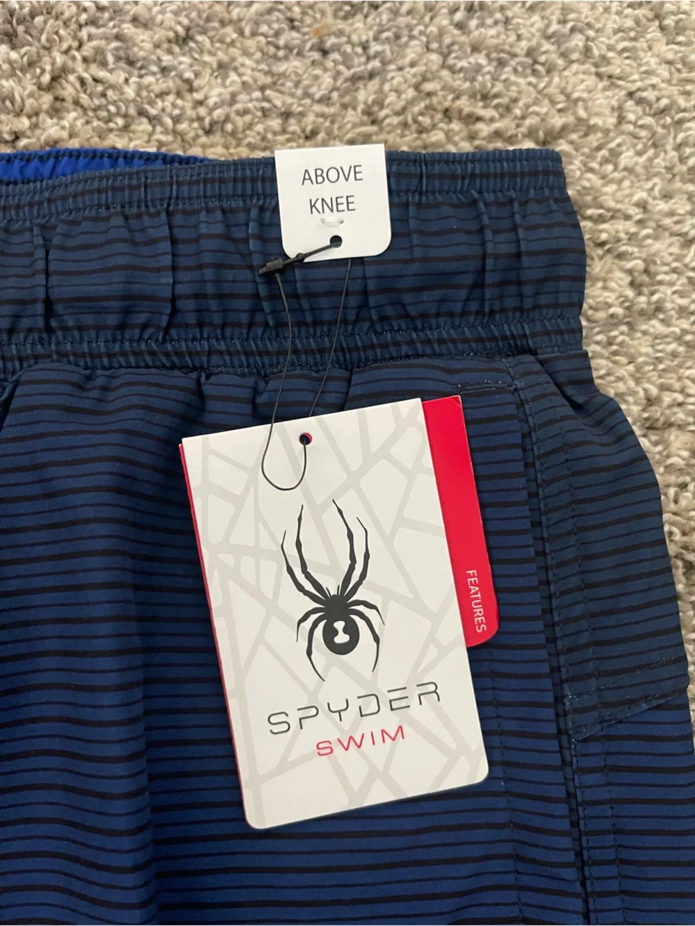 NWT Men’s Spyder Blue Striped Board Shorts Swim Trunks Size XL