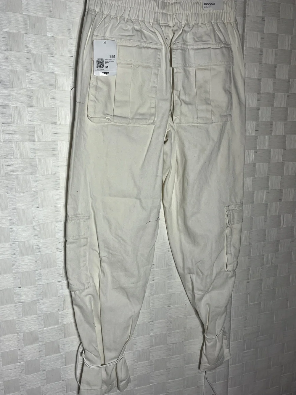 Forever 21 Off-White Lace-Up Cargo Pants Eye Catching Style