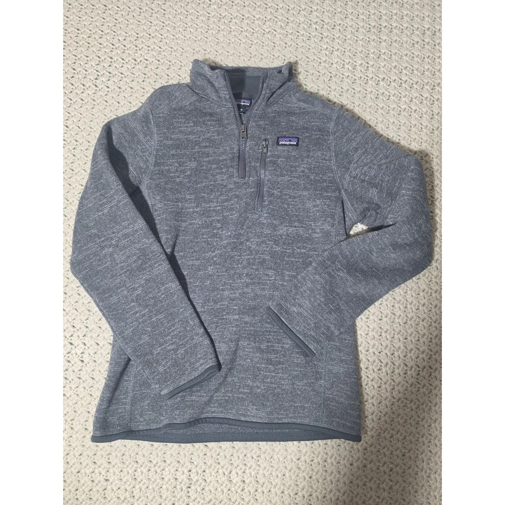 Patagonia Better Sweater Kids XL 14 Gray Excellent Quarter Zip Fleece Pullover
