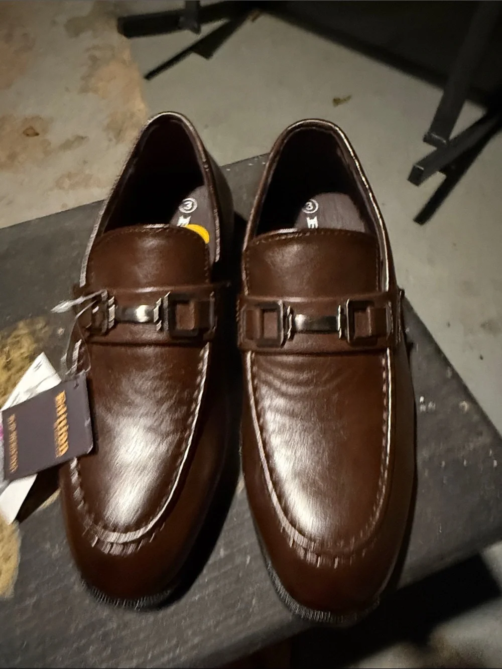 Boys Brown Leather Slip-On Dress Loafers