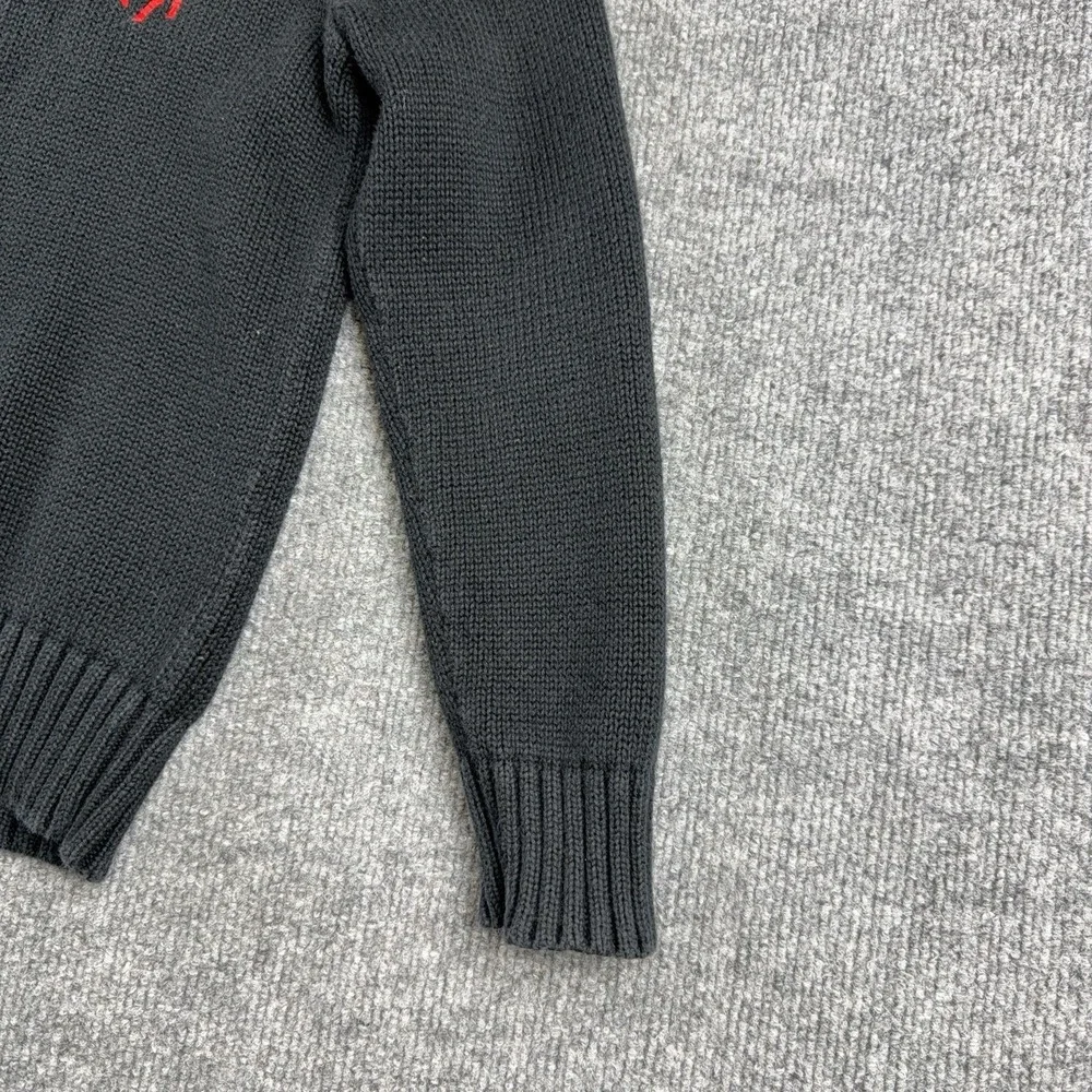 Polo By Ralph Lauren Sweater Boys Small Black 1/4 Zip Mock Neck Big Pony