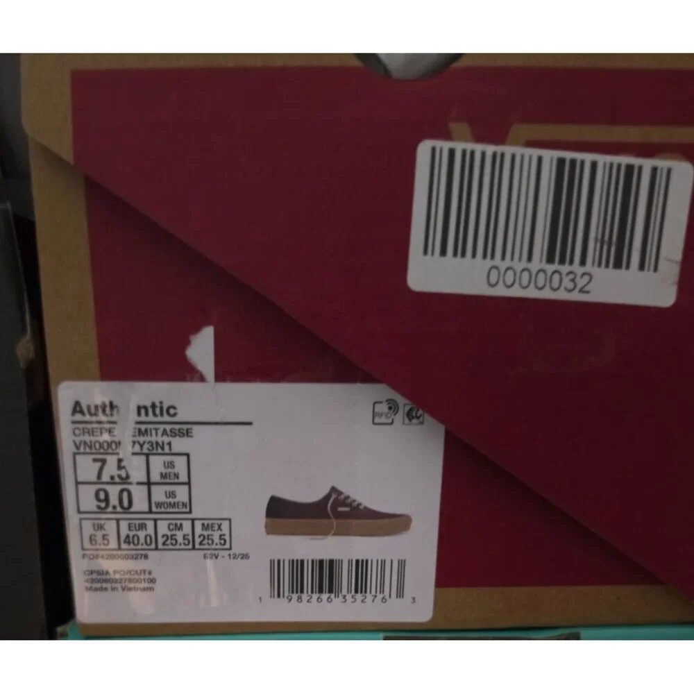 Vans exact code authentic