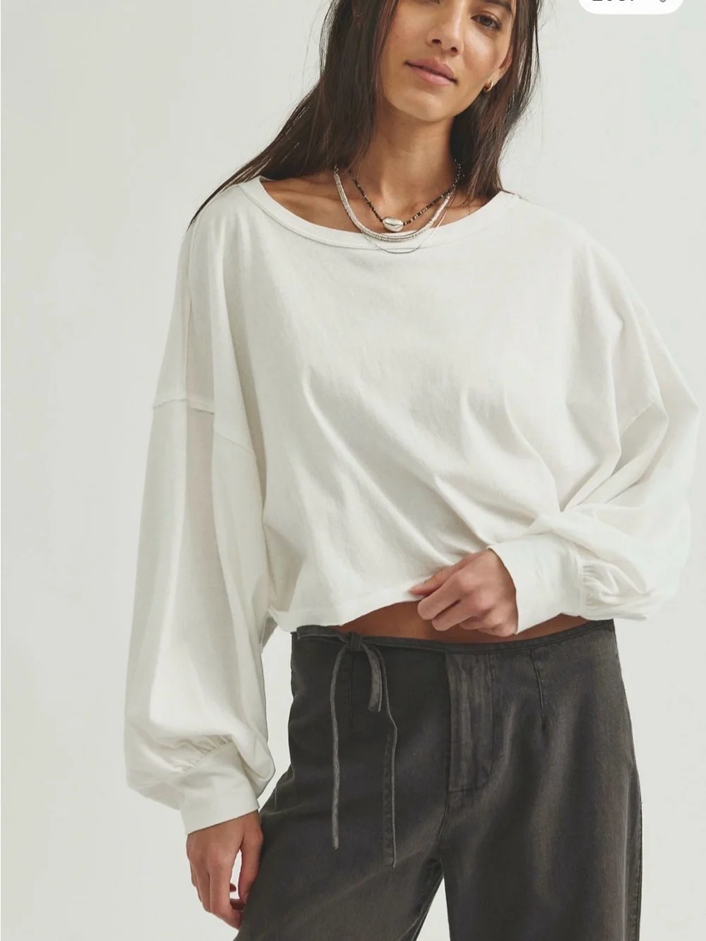 Free People We The Free Sandy Long Sleeve Top. NWT.  Clean ivory