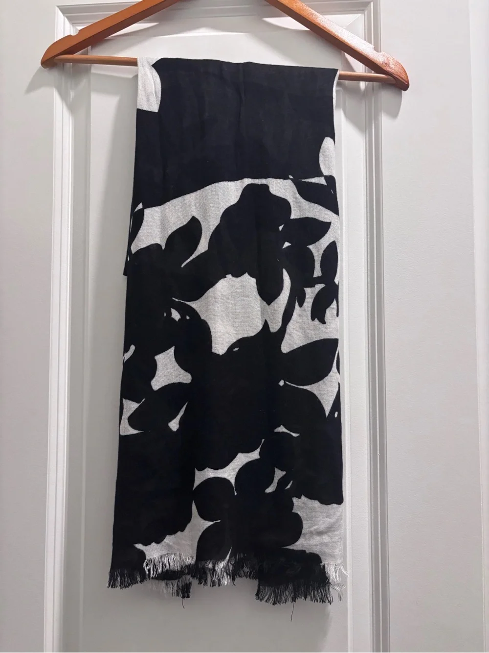 Nine West Black and White Floral Wrap Scarf