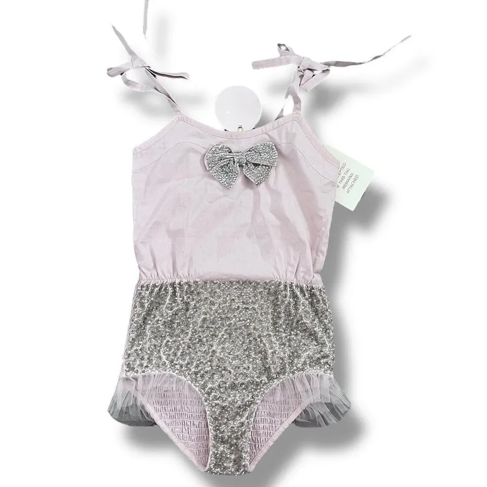 NWT! Tutu du Monde Statement Sequin Tulle Roamer One piece Romper in Chai Sz 8-9