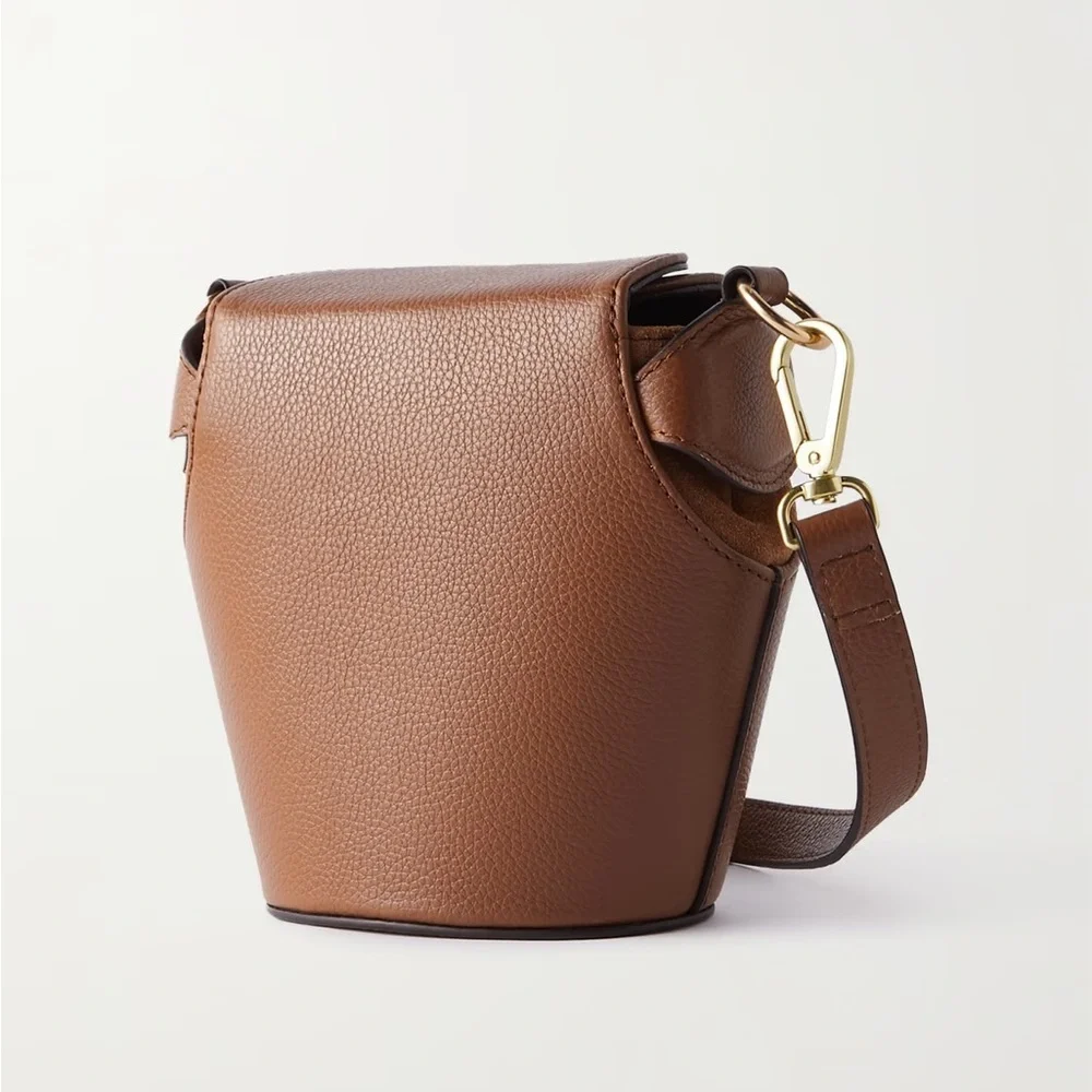 See by Chloe Joan Box Leather Bucket Crossbody Bag Caramello Tan Gold