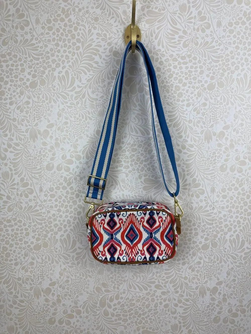 Boden Vibrant Multi-Color Patterned Canvas Crossbody Bag