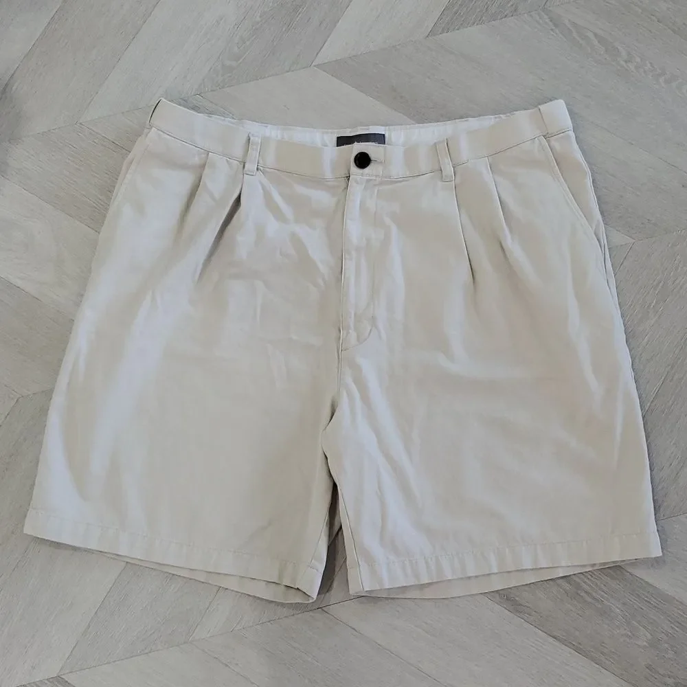 CROFT & BARROW Mens 100% Cotton Relaxed-Fit Double Pleat Shorts, Size 40