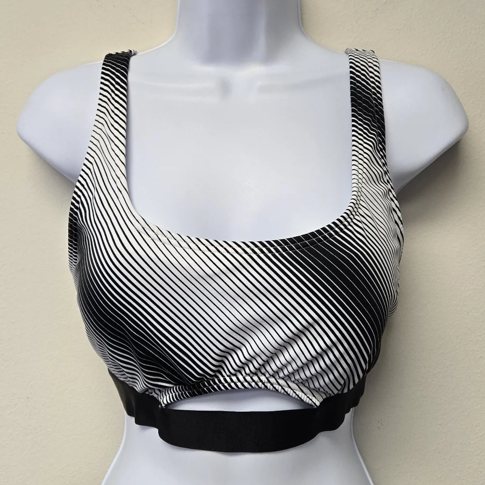 Victoria's Secret Stripe Sports Bra Black White L