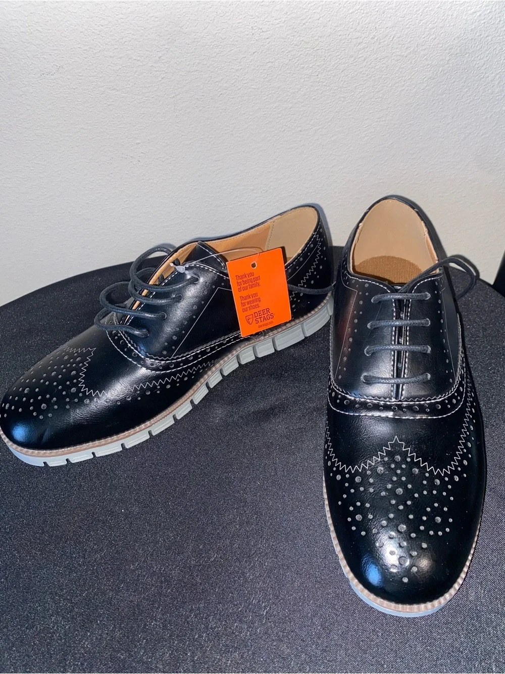 Boys Black Wingtip Lace-Up Dress Shoes