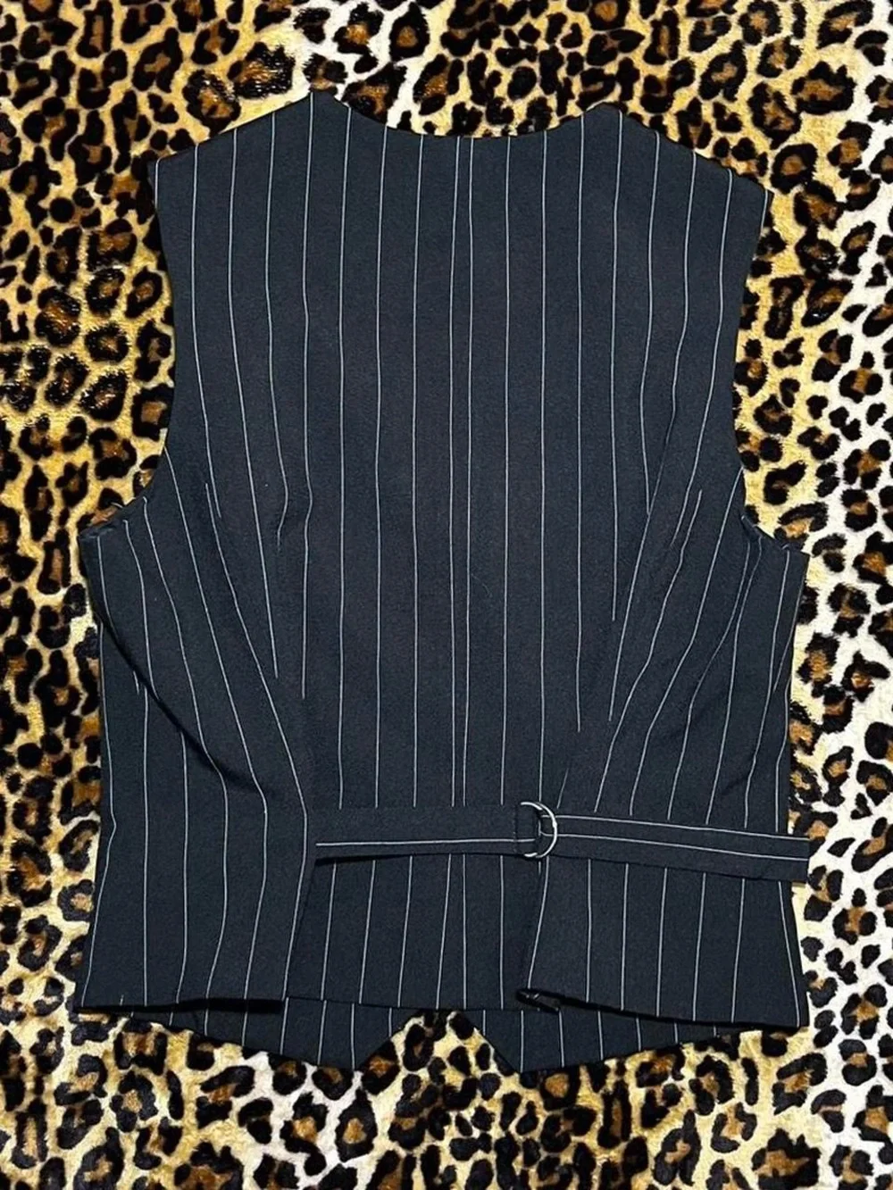 New York & Company Black Pinstripe Women's Vest