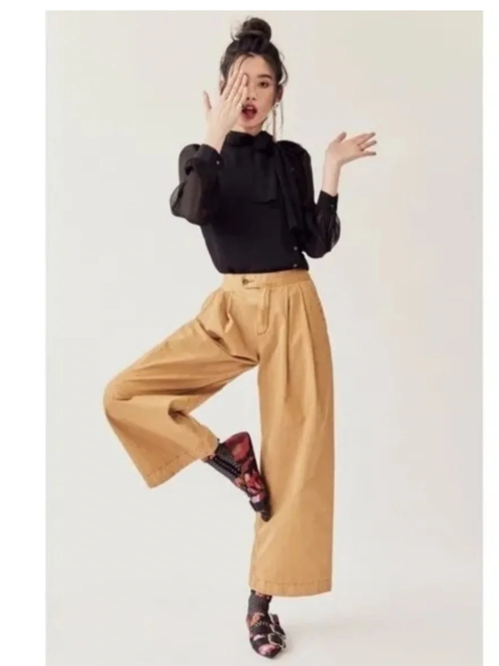 NWT Free People Liberty High Waist Wide Leg Trousers Pleated Caramel Sz 0