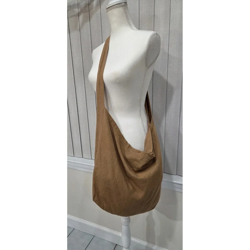 Casaluna Linen Blend Slouchy Hobo Bag Clay Brown Boho Crossbody Tote Lagenlook