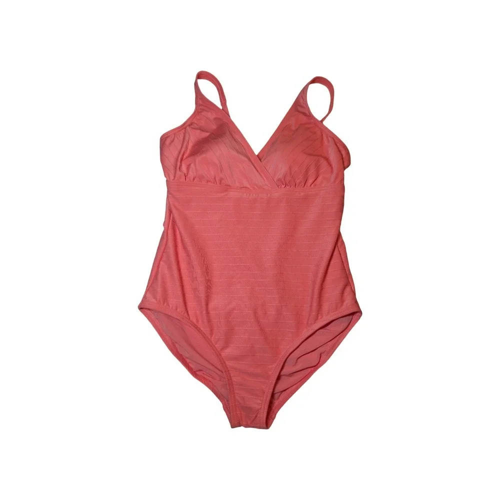 ⭐D9 Lands End Coral Ribbed One Piece Swimsuit Size Medium