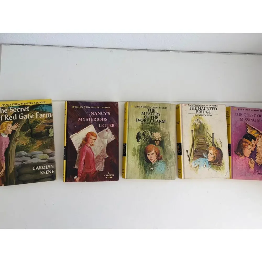 Lot 5 Nancy Drew Yellow Hardcover 60’s & 70s #6, 8, 13, 15, 19 Carolyn Keene