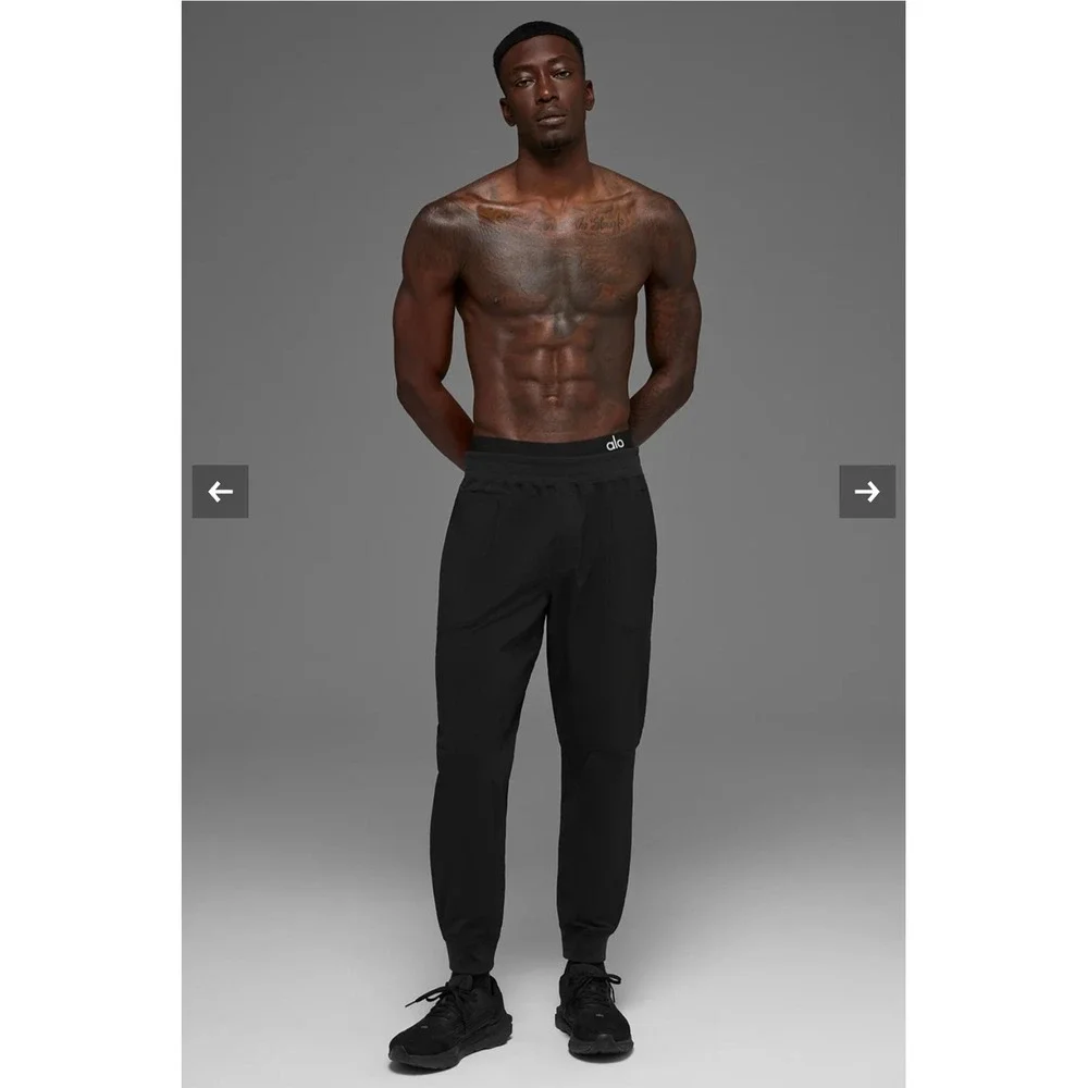 Alo Yoga Mens Co-Op Pant Black Lightweight Breathable Jogger Atheleisure Gym
