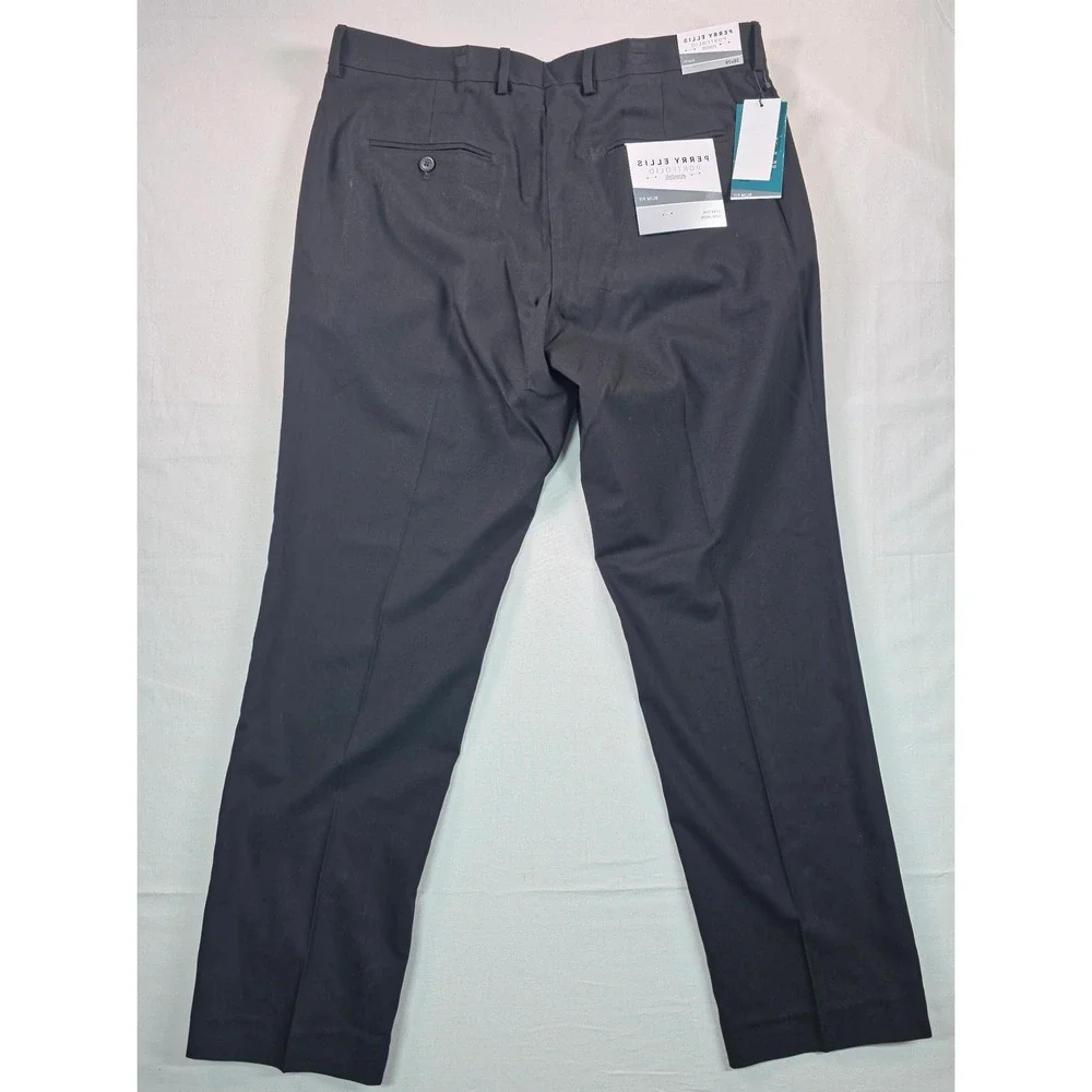 Perry Ellis Portfolio Essentials Dress Pants 36x29 Black Slim Fit Stretch