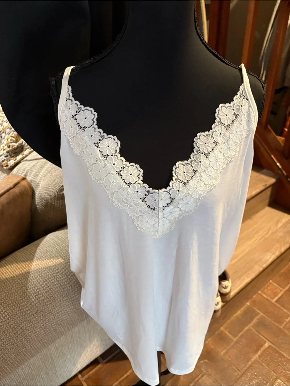 Women's White Lace-Trim Cami Tank - Unbranded Set of 3 white pink and gray.