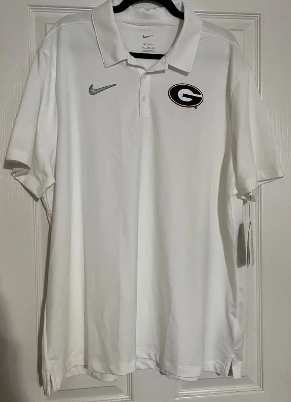 Georgia Bulldogs UGA Collegiate White Nike Dri-Fit Polo Shirt Men's 2XL NWT
