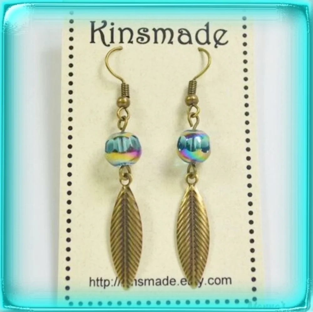 Antiqued brass Multichrome dangle earrings NWT Fairycore