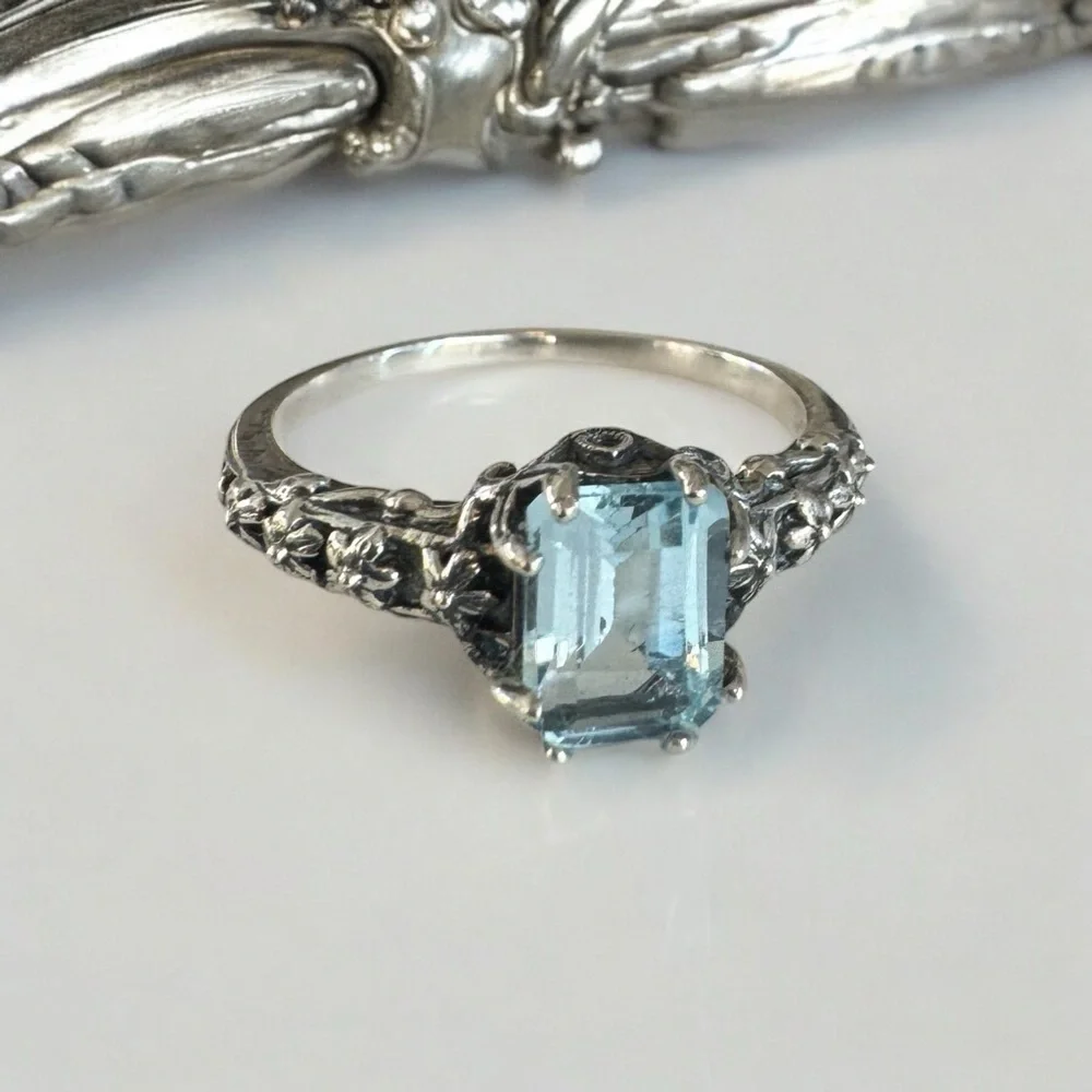 Vintage natural silver topaz