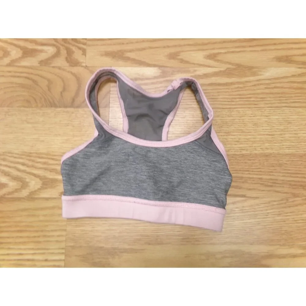 Pre-Owned Dance Sports Bra Top Avia X-Small Child Pink Gray Jazz Cheer Gymnasti