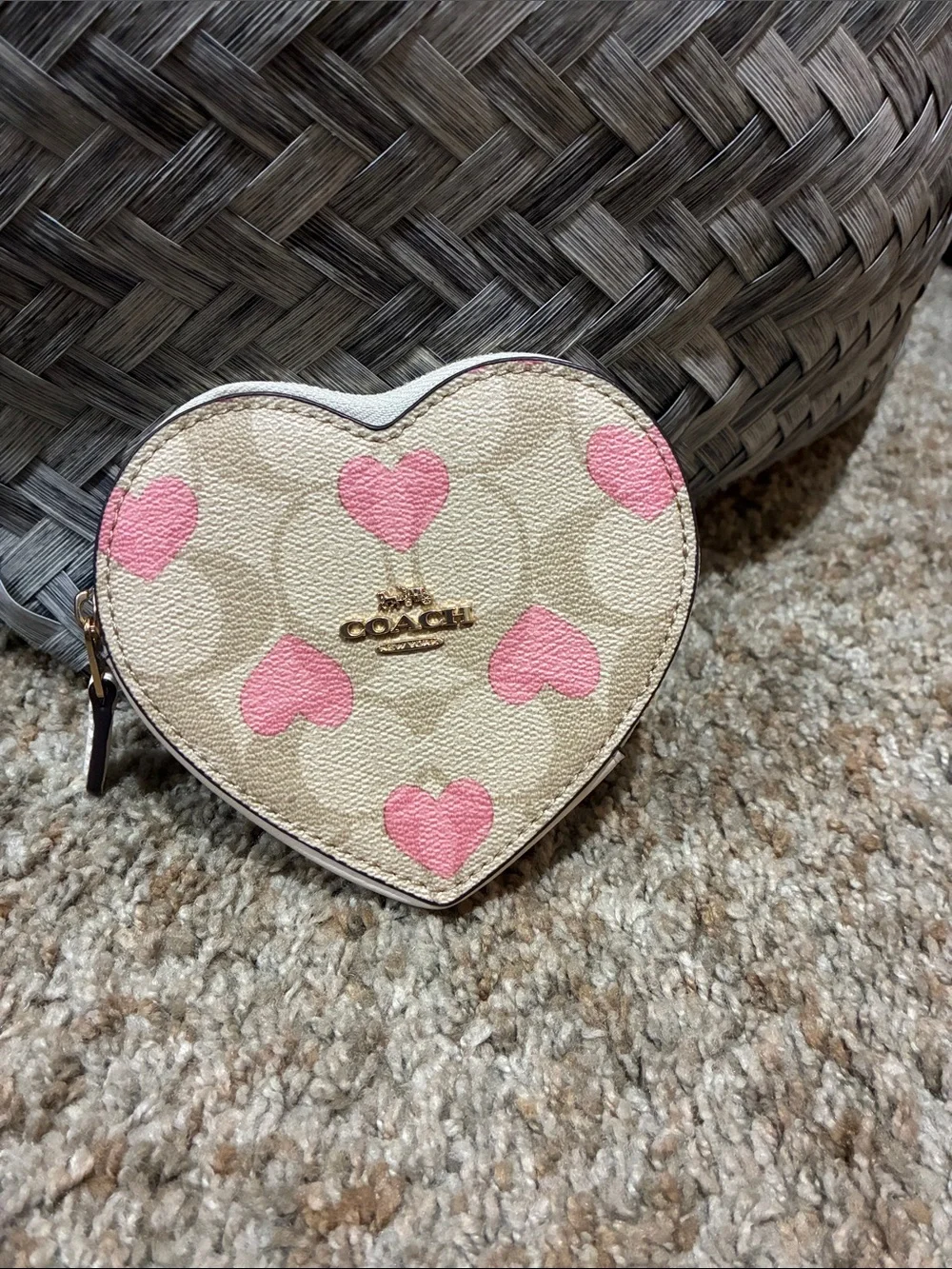 Coach Heart-Shaped Coin Purse with Hearts