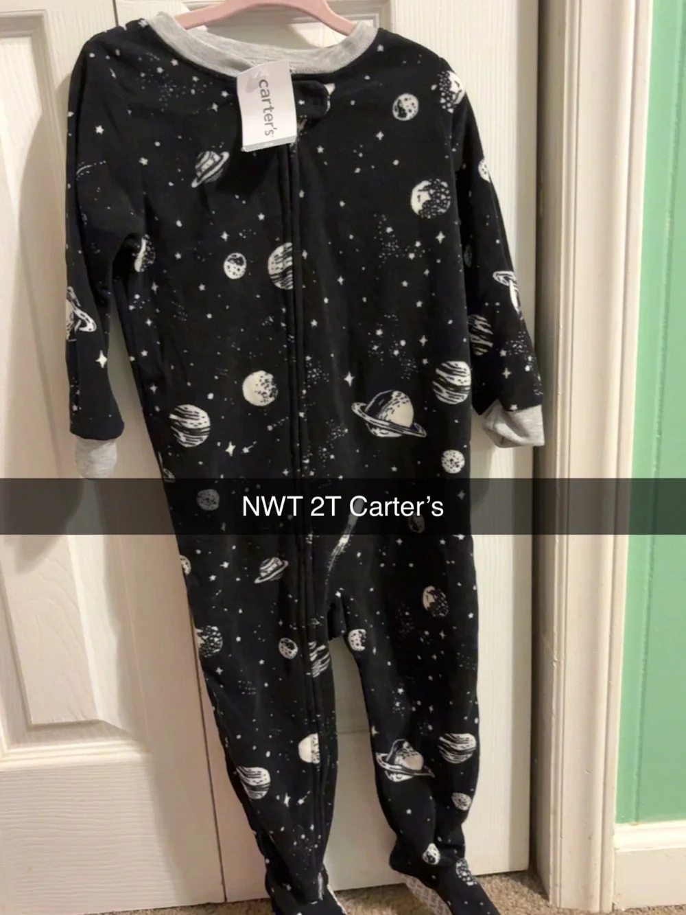 Carter's Black Space Planet Footed One-Piece