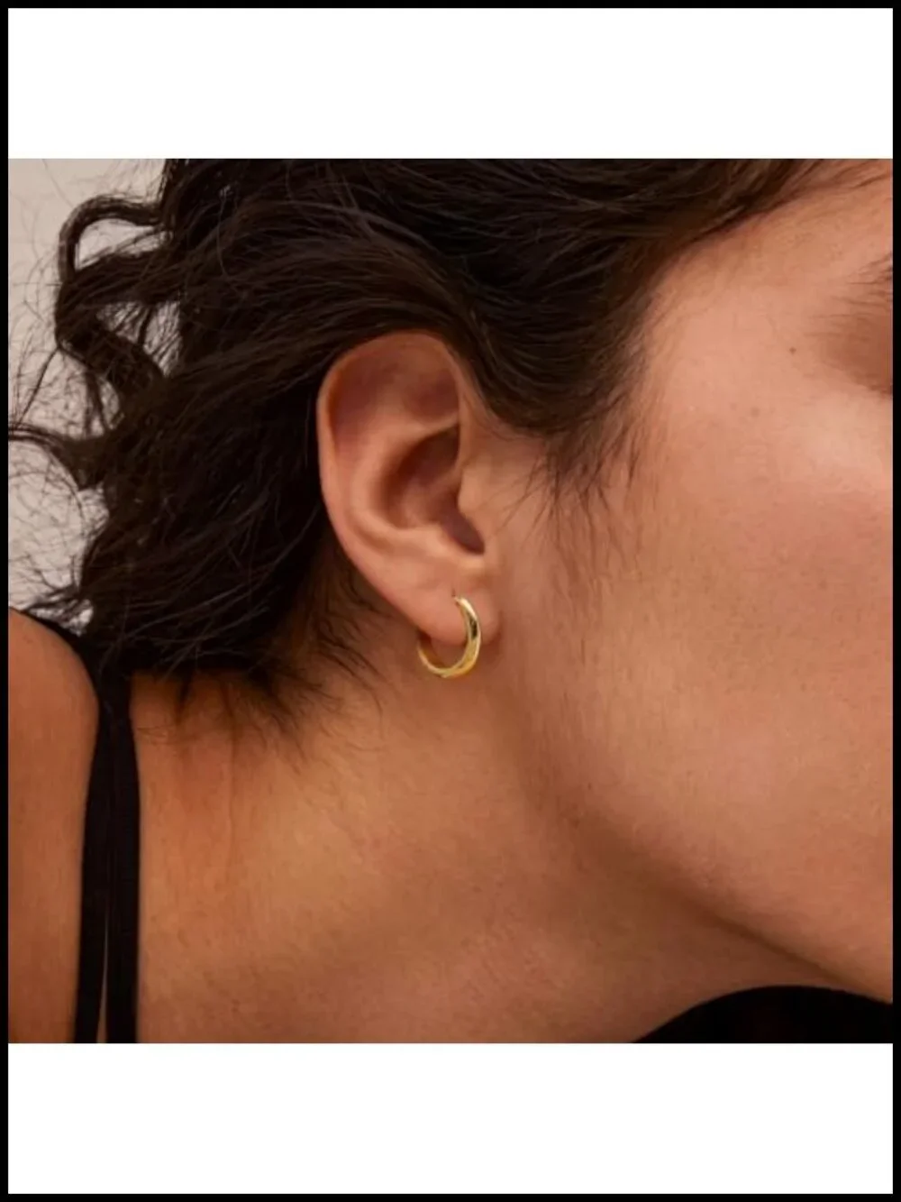 14K Gold Plated Hoop Earrings for Women - Thick Chunky Huggie Hoops - 5 Sizes