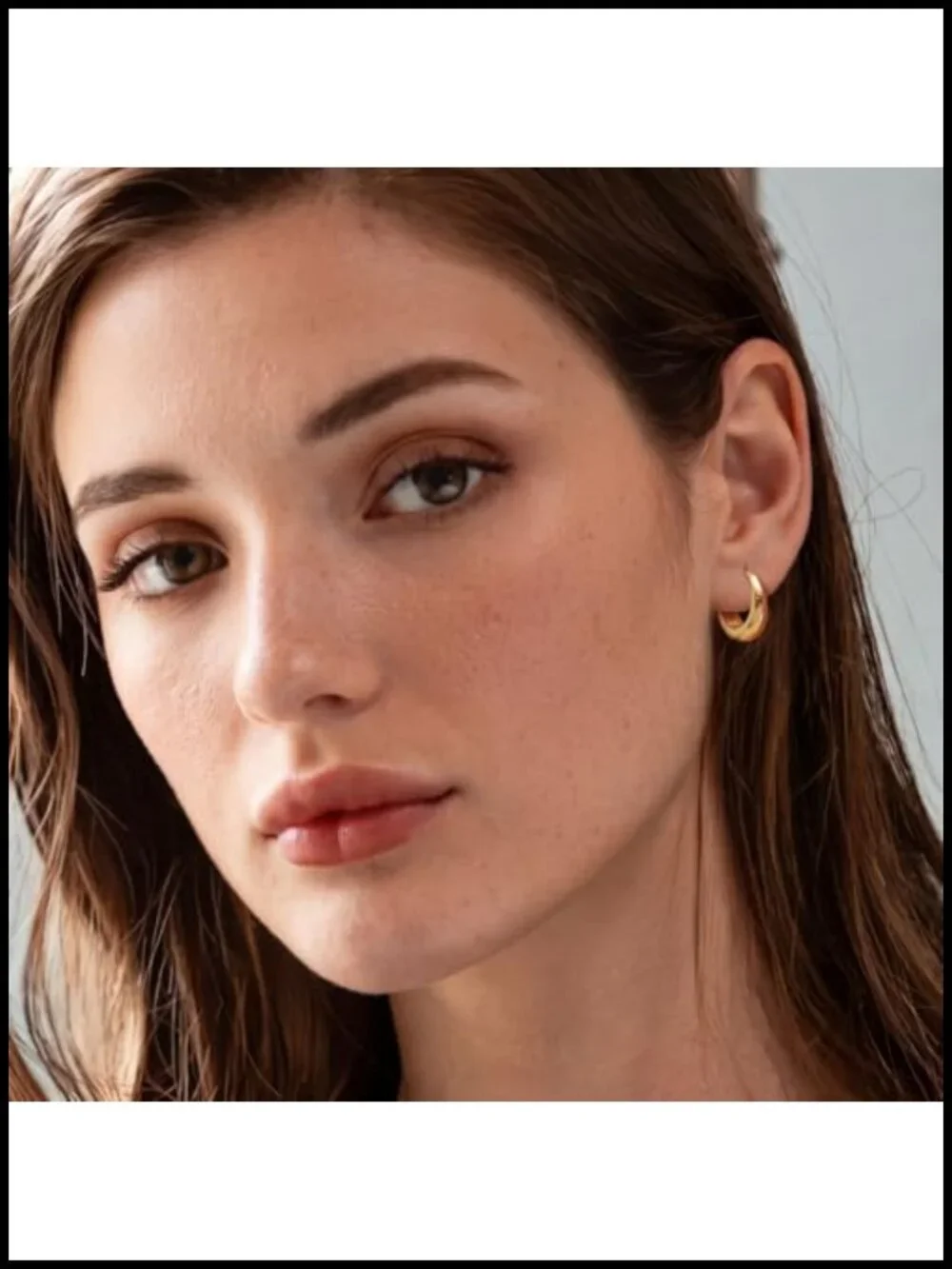 14K Gold Plated Hoop Earrings for Women - Thick Chunky Huggie Hoops - 5 Sizes