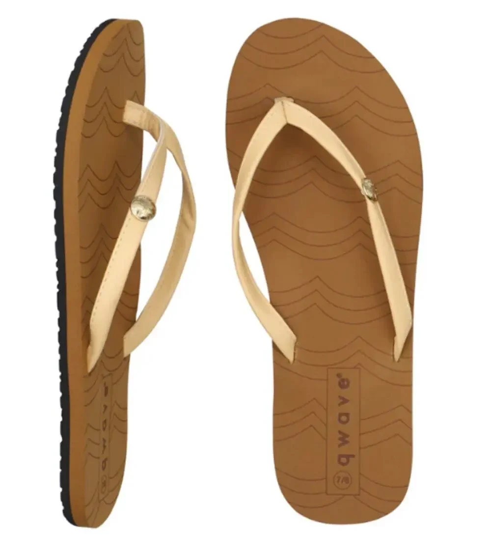 Women's Size 6.5 Slim Flip Flops Tan Ivory Beach Sandals NWT