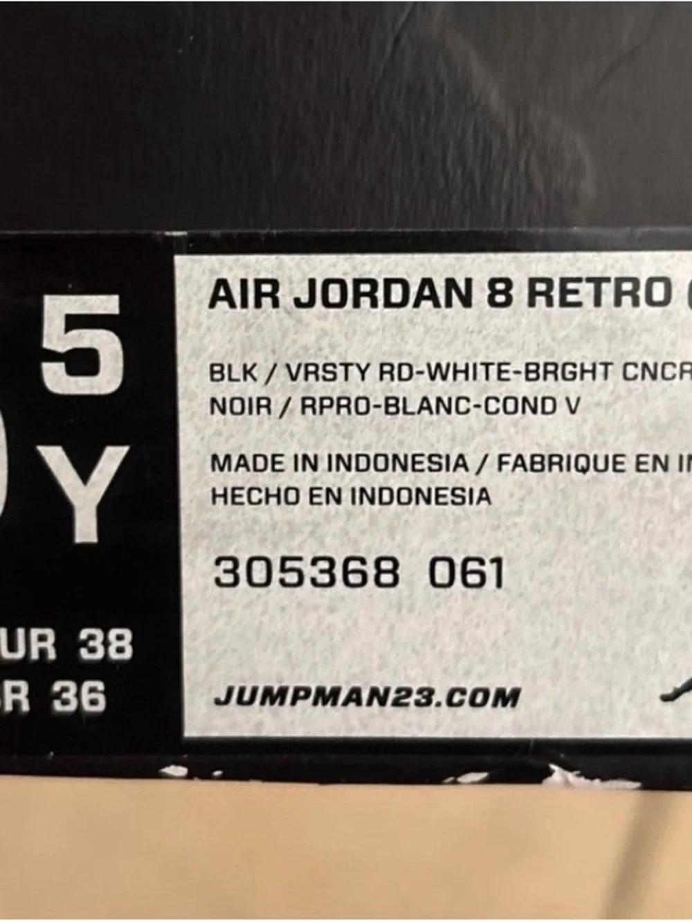 Nike Air Jordan 8 GS (Playoffs) Size 5.5y