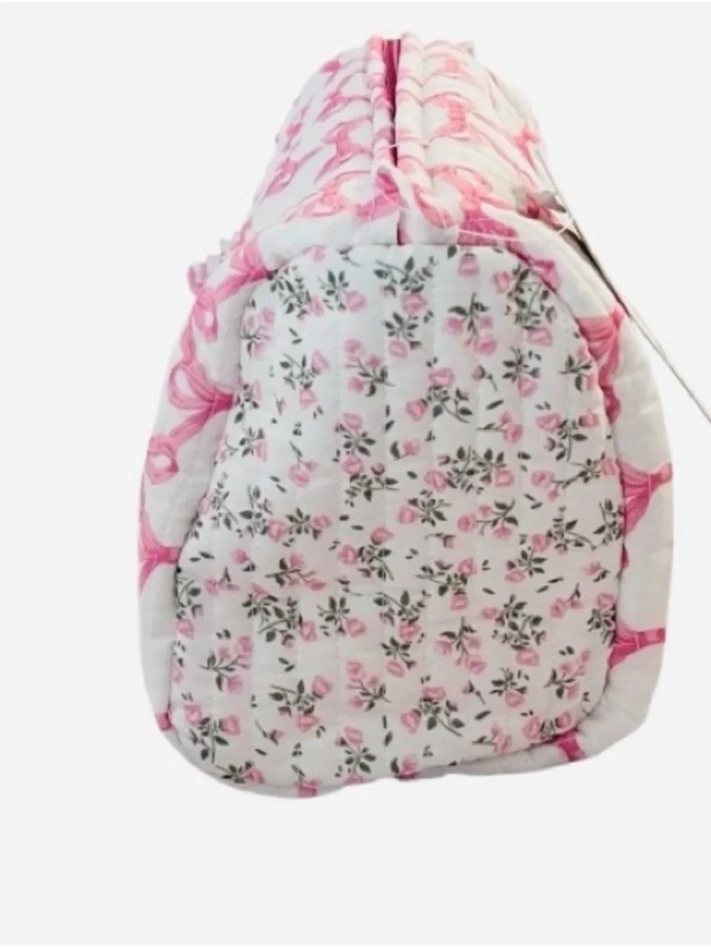 🆕-Quilted Pink Bow Coquette Makeup Case and Matching Hair Scrunchie. NWT