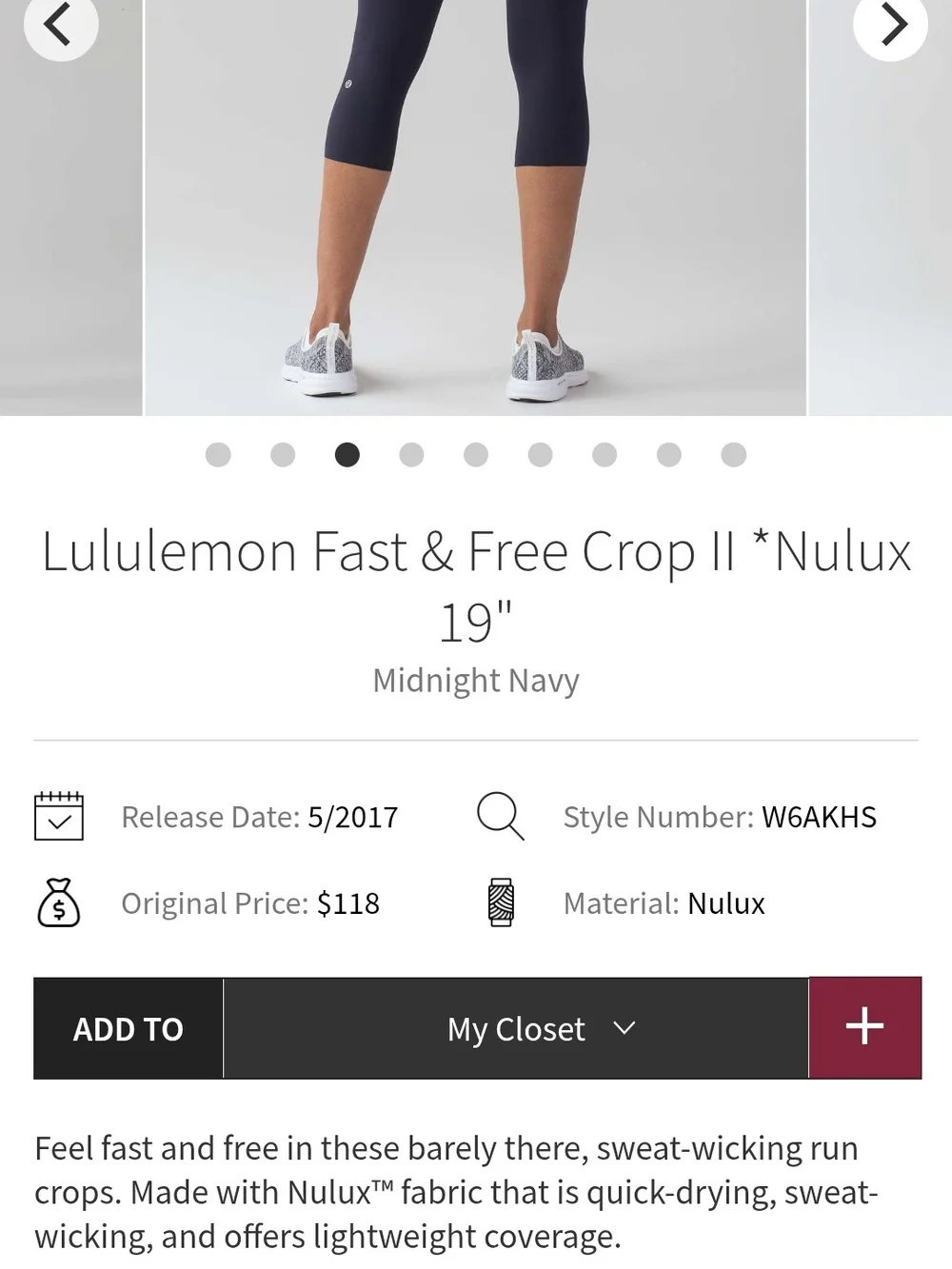 lululemon athletica Women's Navy Performance  Fast & Free Leggings