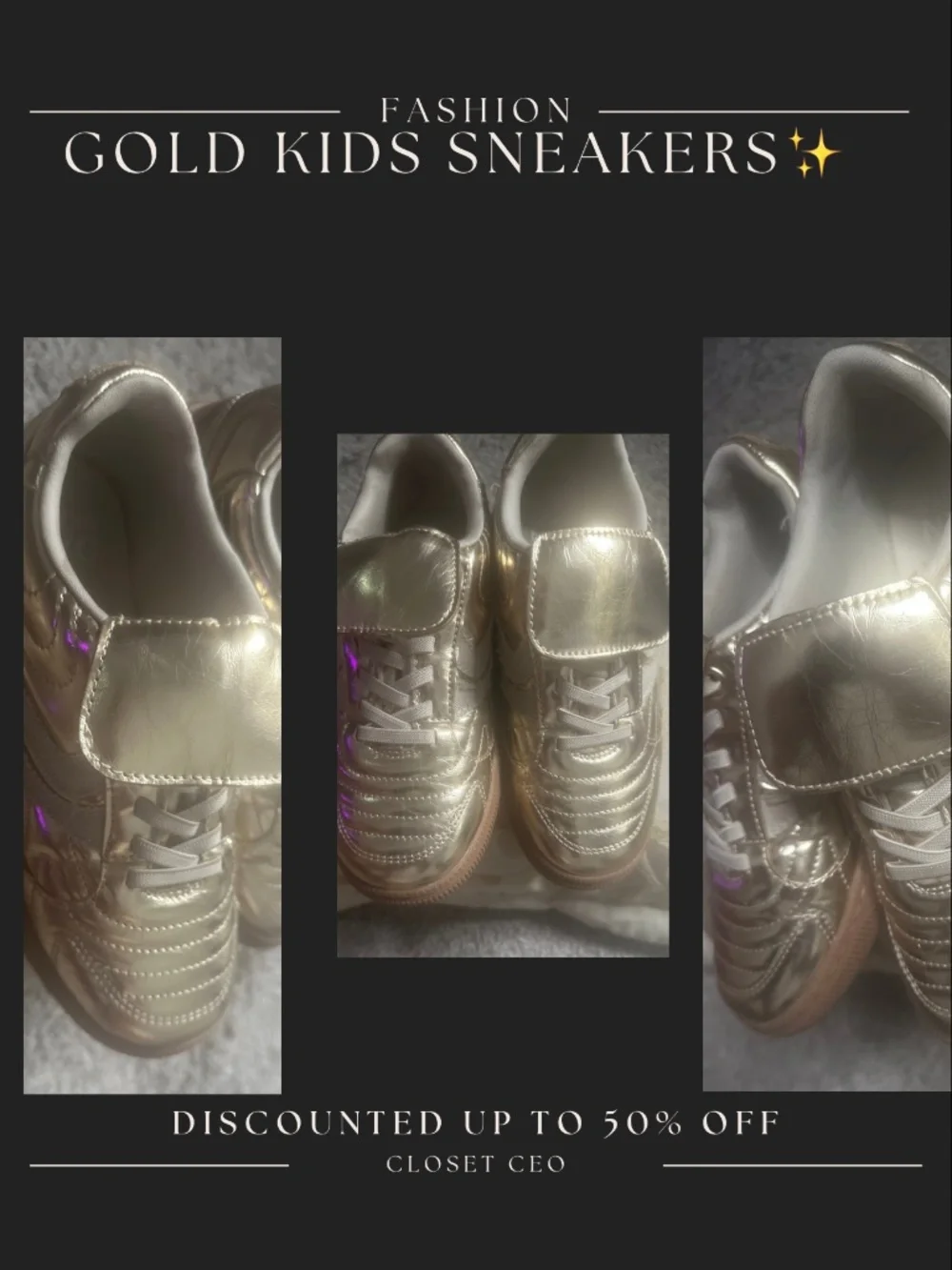Back to School Special!! Gold Kids Sneakers.