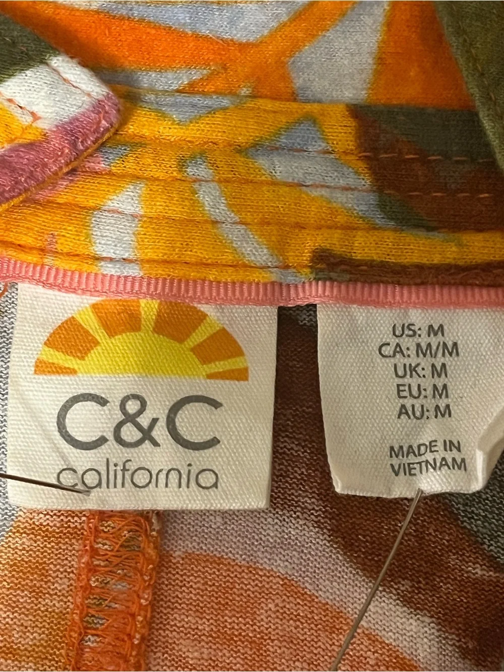 C&C California Orange Tropical Leaf Print Swim Cover-Up