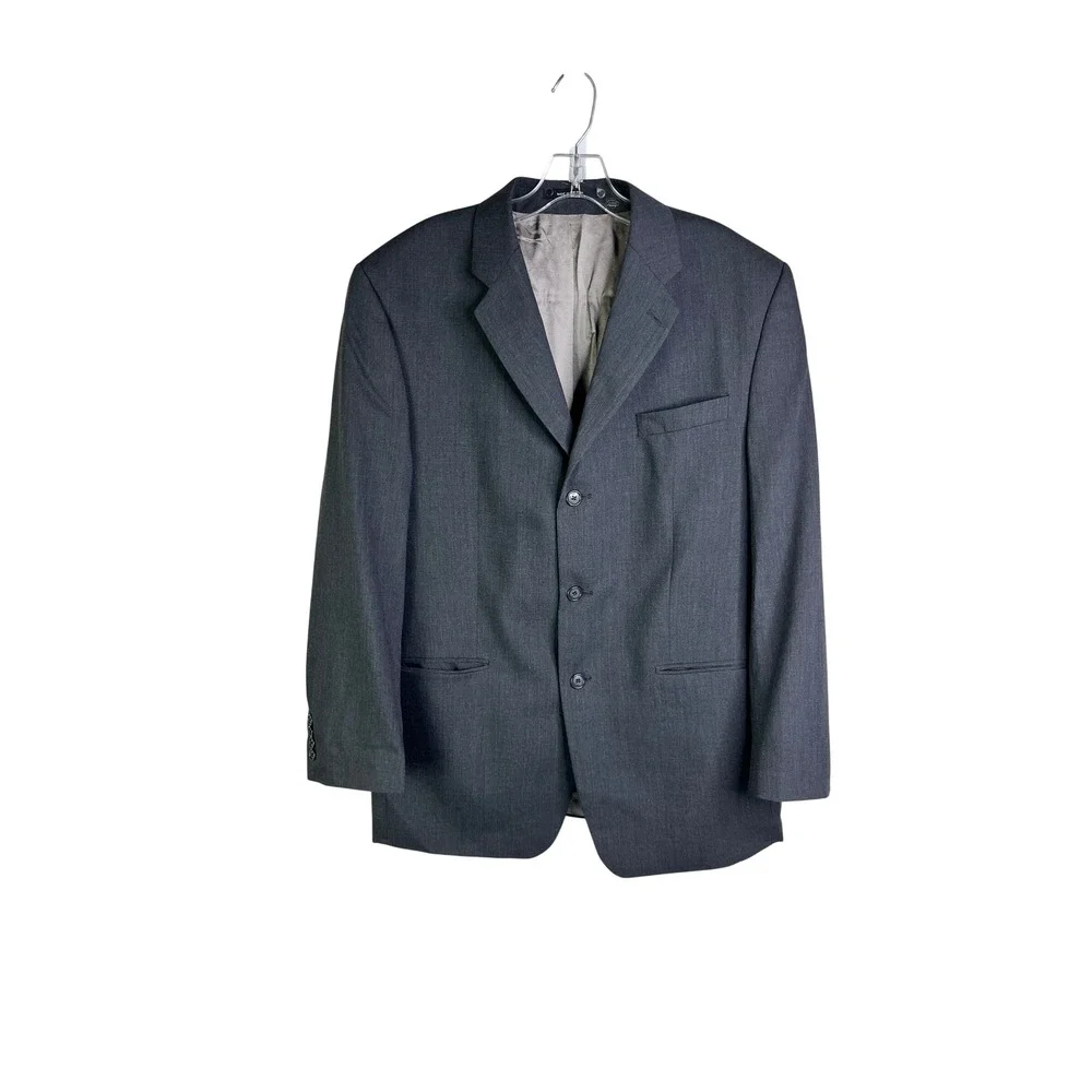Calvin Klein Blazer 46R Gray Wool Timeless Corporate Business Casual Office