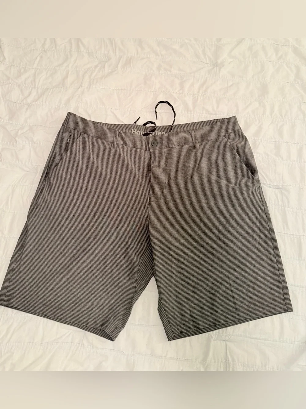 Hang Ten Men's Charcoal Micro-Striped Flat Front Shorts