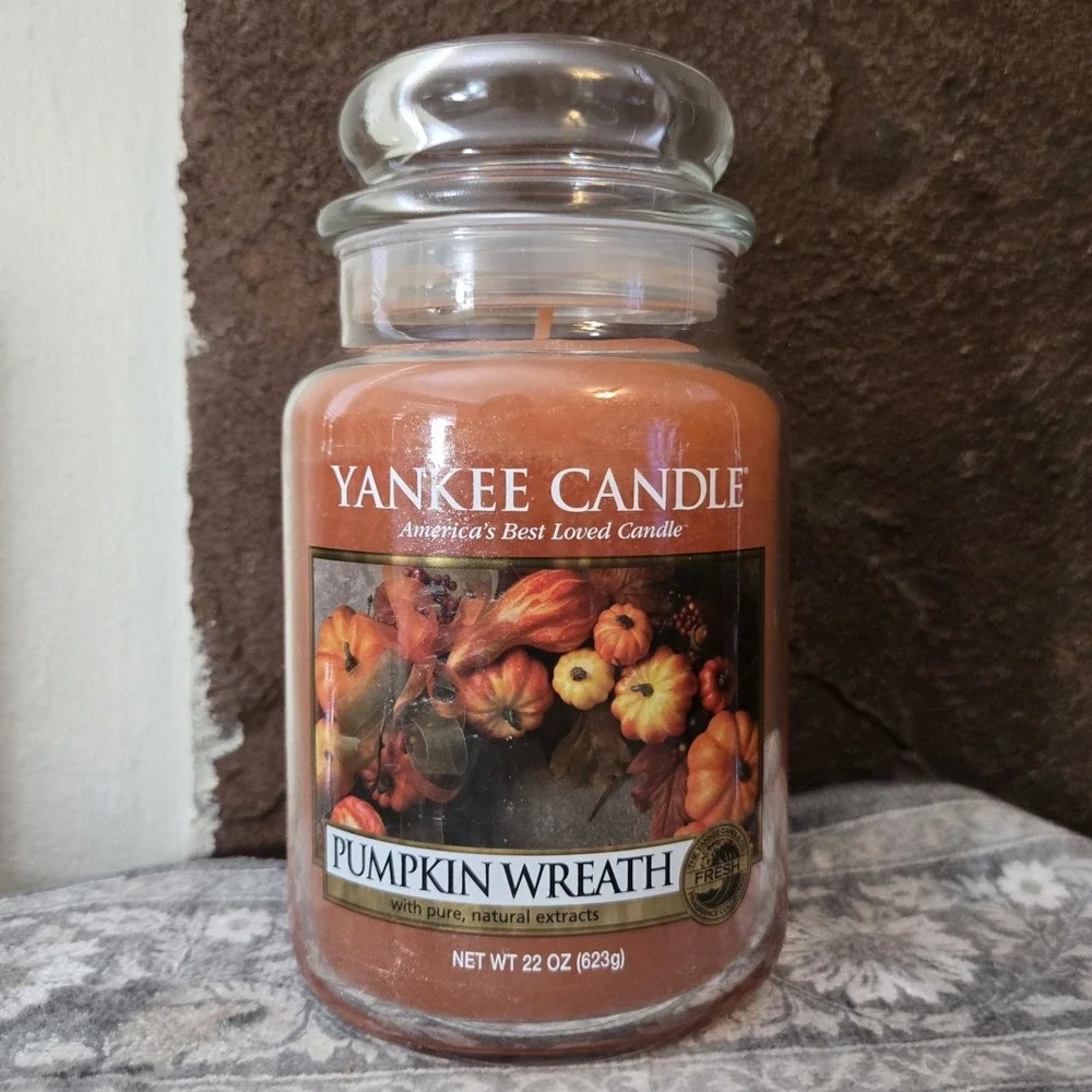 Yankee Candle PUMPKIN WREATH Large Jar 22 oz Discontinued Rare Fall Scent 2022